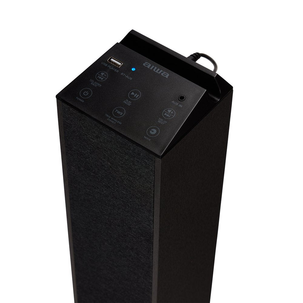 Altavoz Torre Aiwa Tsbt-270 Black Bluetooth 5.0 Tws Salida 50w Rms Puerto Usb Y Jack 3.5mm