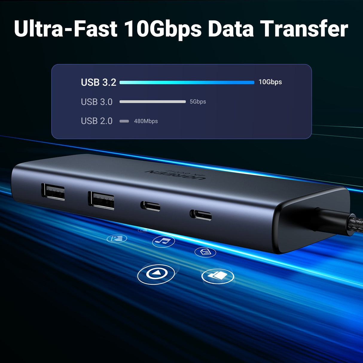 EAN 6941876243792 - Ugreen 7-in-1 USB-C Hub CM498 Acoplamiento Base Gris imagen 6