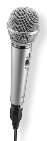 Hama Jam Star Microfono Dinamico - Cable 3m - 100hz - Jack 3.5mm - Cardioide - 600 Ohm - 170x52x52mm - Plata