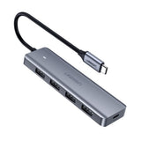 Hub  Ugreen 50985 De Interfaz Usb 3.2 Gen 1 (3.1 Gen 1) Type-A 5000 Mbit/S Plata