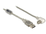 Delock Cable Usb 2.0 A Stecker > Usb 2.0 B Stecker 90g Gewinkelt Unten 0.5 M Transparent