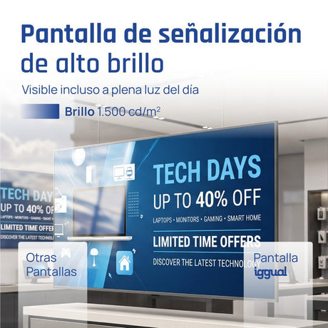 EAN 8435364320068 - iggual IGG320068 pantalla de señalización Pantalla plana para señalización digital 165,1 cm (65") LED Wif imagen 3