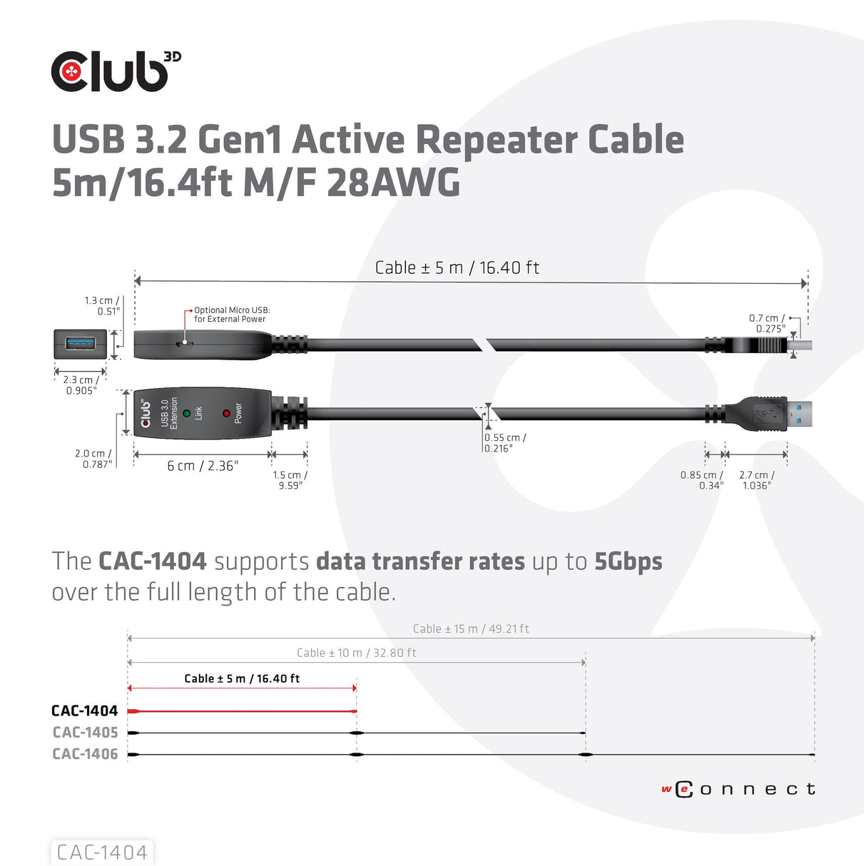 EAN 8719214471774 - CLUB3D CAC-1404 cable USB USB 3.2 Gen 1 (3.1 Gen 1) 5 m USB A Negro imagen 4