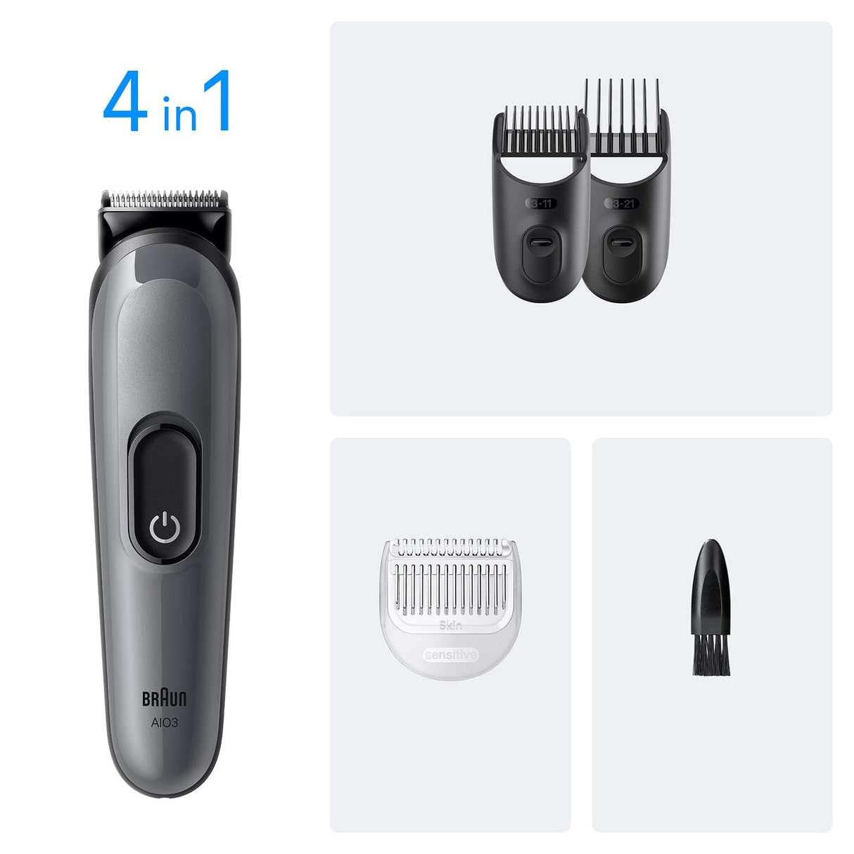 Braun Aio3500 Cortadora De Pelo Y Maquinilla Negro, Gris 14 Níquel-Metal Hidruro (Nimh)