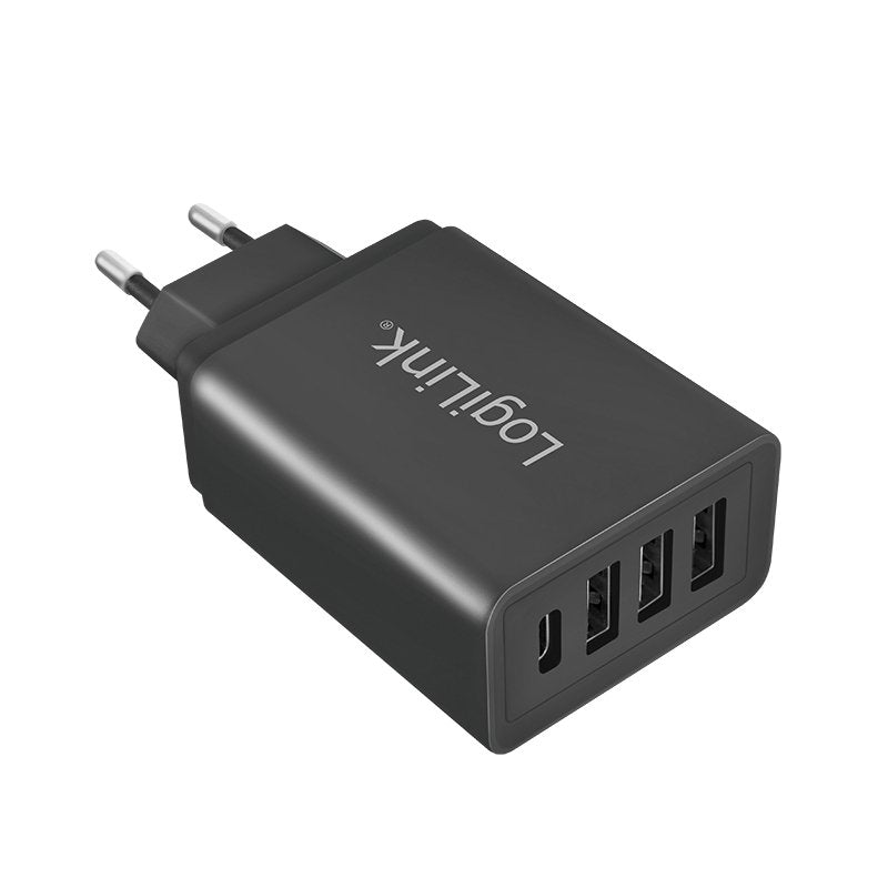 Cargador Rápido 27w X 4 Usb (Solo Enchufe Pared) Logilink