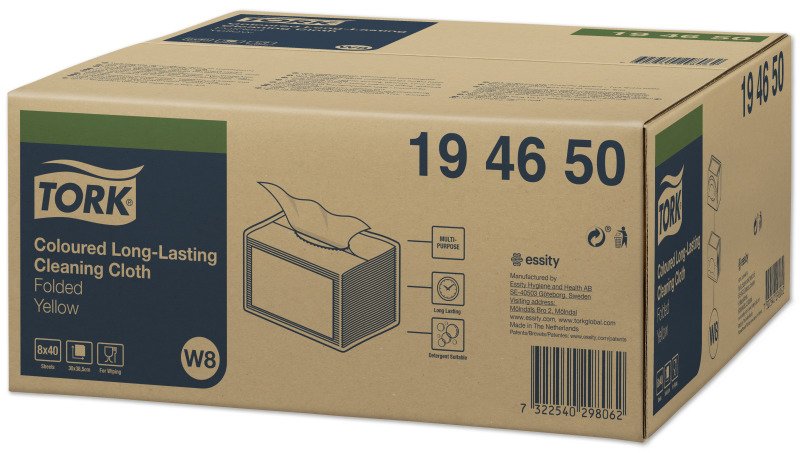 Tork Trockene Toallitas De Limpieza Premium W8 1-Lagig Amarillo, 320 Toallitas
