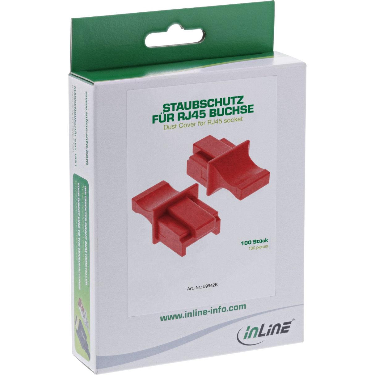 Inline Dust Cover Para Enchufe Rj45 Rojo 100 Uds.