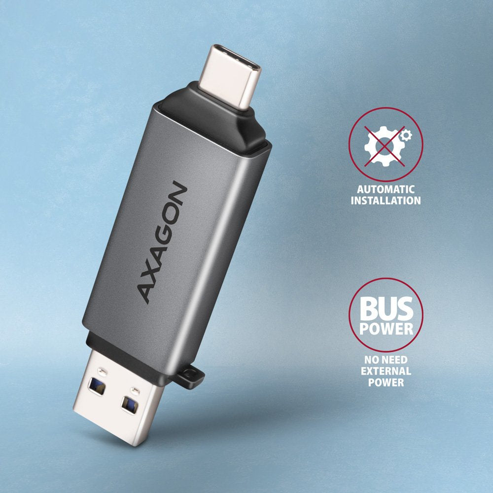EAN 8595247907134 - Axagon CRE-DAC USB-C+ USB-A 5 Gbps MINI card reader 2-slot & lun SD/microSD lector de tarjeta USB 3.0 Typ imagen 5