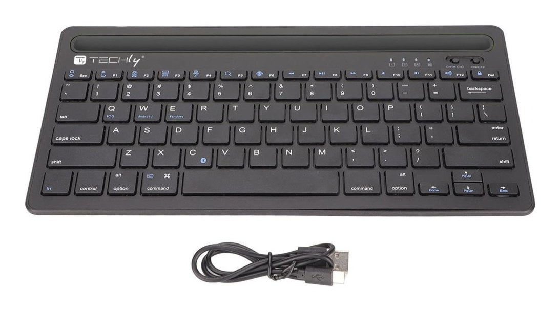Techly Mini Wireless Keyboard 78 Keys 2 Channels With Hotkeys And Tablet Stand