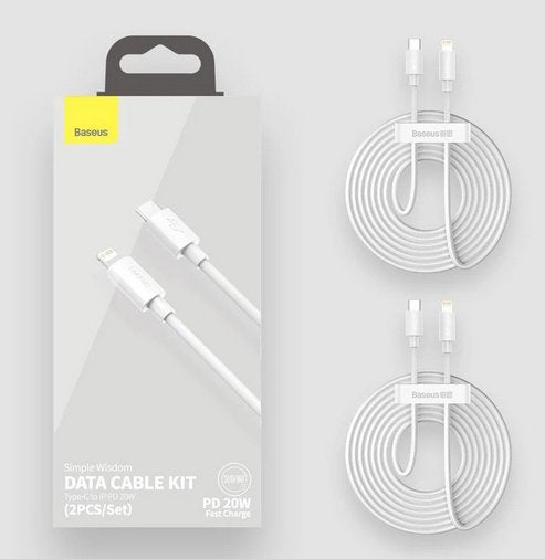 Baseus Simple Wisdom Usb-C Do Lightning, Pd, 20w, 1.5m (Bialy) 2 Szt.
