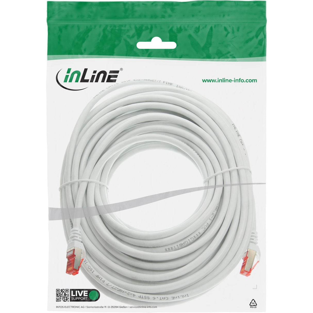 Cable De Red Inline S/Ftp Pimf Cat.6 250mhz Pvc Cobre Blanco 30m