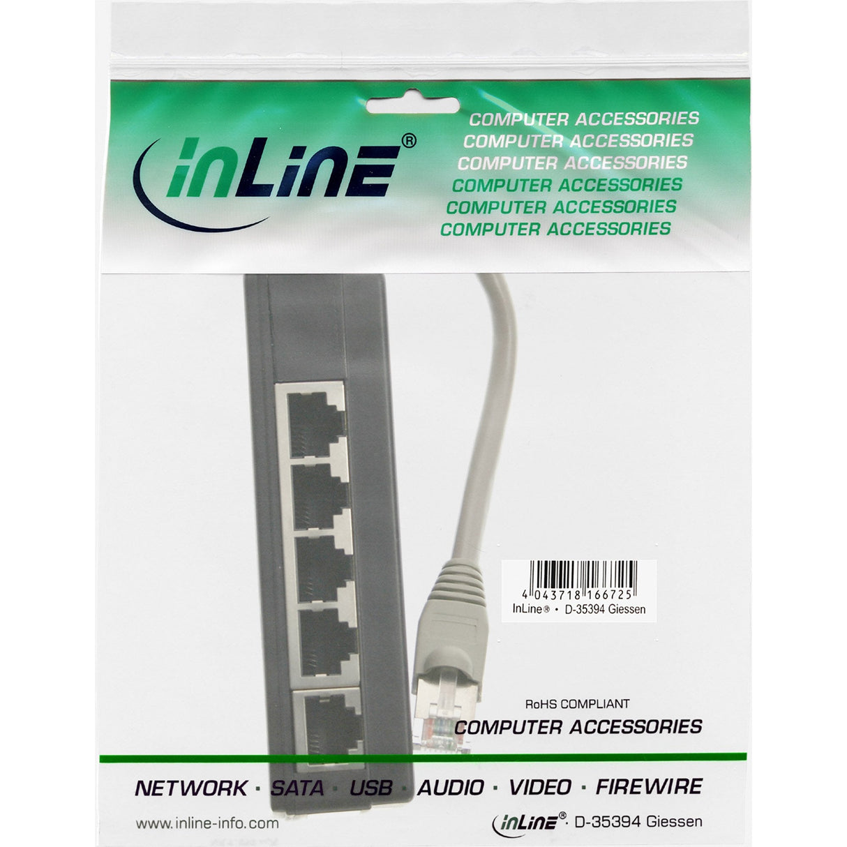 Inline Isdn Splitter 5x Rj45 Hembra 15cm Cable Con Resistencias Terminales