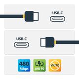 Startech Cable Usb-C M/M Acodado 1m Negro  Usb2cc1mr