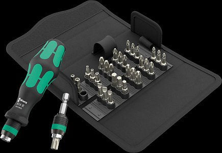 Wera Kraftform Kompakt 70 Universal, 32 Piezas, Juego De Puntas Negro/Verde, 1/4", Incluye Mango Enchufable 5057113001