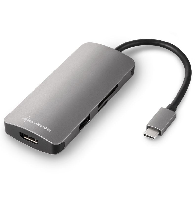 Hub Usb Sharkoon 3x3.0 Type C + Hdmi  Aluminio Gris Oscuro
