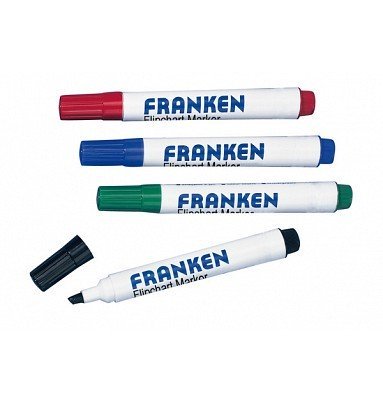 Franken Gmbh Franken - Marker - Para Flipchart, Tafel, Pappe - Negro, Rojo, Azul, Verde - Tinta Pigmentada - 2-6 Mm (Paquete De 4)