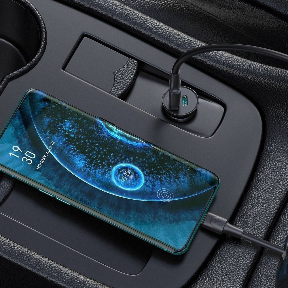 Techly Mini Car Charger Usb-A And Usb-C Fast Charge 3.0 38w Negro Metal