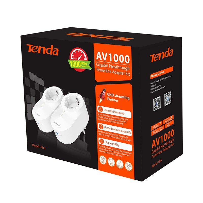 EAN 6932849433364 - Tenda PH6 adaptador de red PowerLine 1000 Mbit/s Ethernet Blanco 2 pieza(s) imagen 5