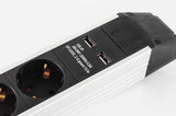 4er Regleta De Enchufes Alu 2x Usb Negro