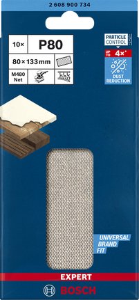 Bosch Hoja De Lija De Malla Expert M480 80 X 133 Mm, Grano 80 2608900734