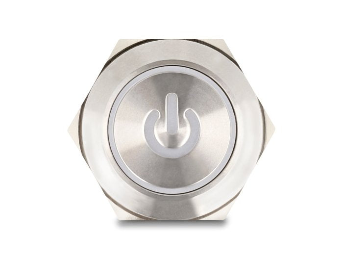Drucktaster Zum Einbau 25 Mm 6 X Lötanschluss Led Rot Powersymbol + Ring