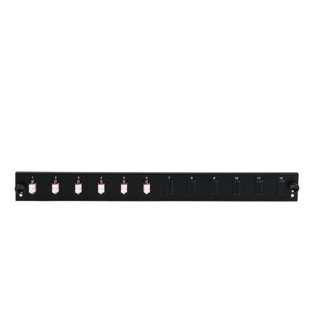Efb Bestckte 12 Port Frontblende Mit 6 X Lc Duplex Kupplung Om3 Vertikal, Grau