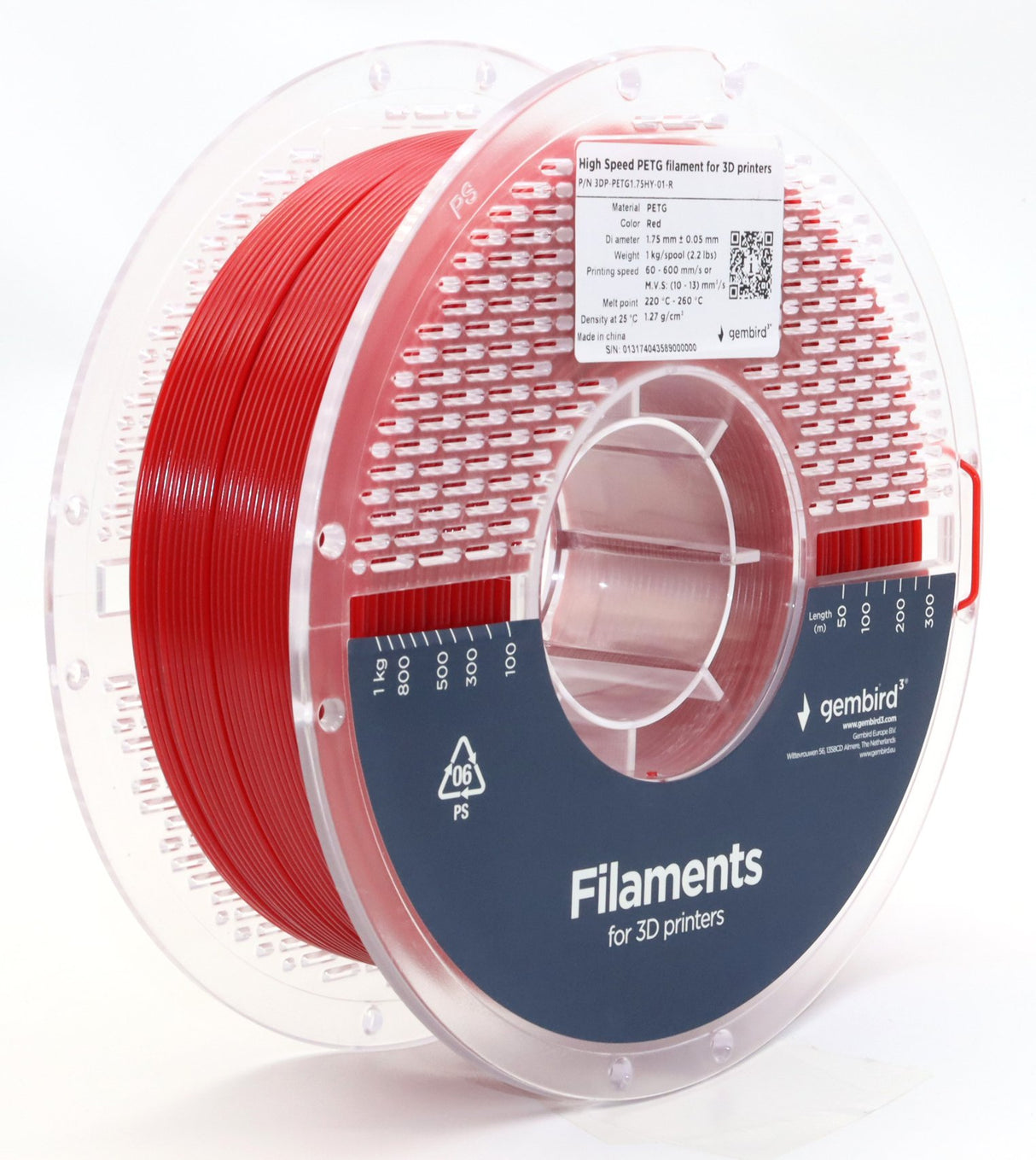EAN 8716309131711 - Gembird 3DP-PETG1.75HY-01-R material de impresión 3d Polietileno tereftalato glico (PETG) Rojo 1 kg imagen 1
