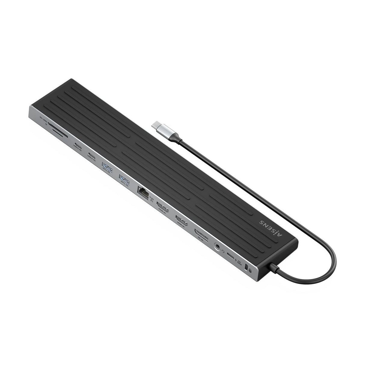 Aisens Usb-C Dock 13 En 1, Usb-C A 2xhdmi, 1xdisplayport, 1xrj45, 3xusb-A, 2xusb-C, 1xusb-C Pd, 1xsd, 1xmicro Sd, 1xaudio, 1xranura Kensington, 30cm