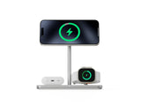 Soporte Base De Carga Inalambrico 3en1 Magsafe Plata Linq Carga Magnética Qi2/ Certificación Mfi Para Apple Watch