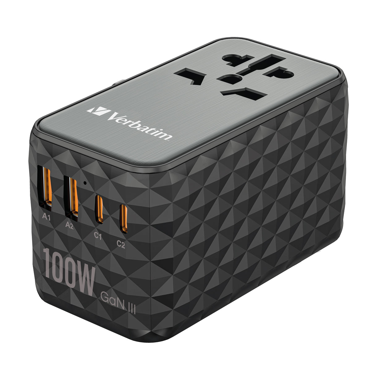 Cargador De Pared Universal Verbatim Uta-06 Gan Iii Toma De Corriente Universal 2xusb Tipo-C 2xusb 100w