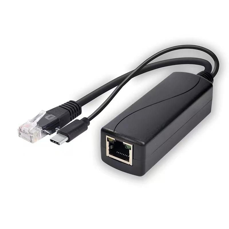 1000mbit Poe Splitter Usb-C  To Rj45 Ethernet To Rj45 +
