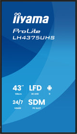 Iiyama 108cm (42,5") Lh4375uhs-B2ag 16:9 2xhdmi+3xdp+2xusb