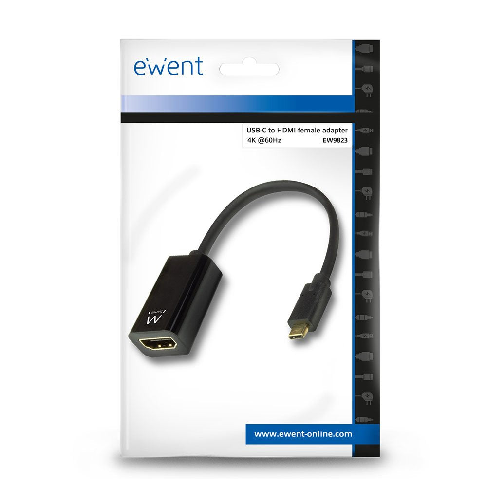Ewent Ew9823 Adaptador De Cable De Vídeo 0,15 M Usb Tipo C Hdmi Tipo A (Estándar) Negro Ewent Conversor Usb-C A Hdmi Hembra 4k/30hz