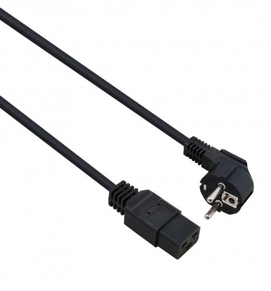 Helos Cable De Alimentación, Enchufe De Seguridad De 90 ° A C19, Negro, 1,8 M