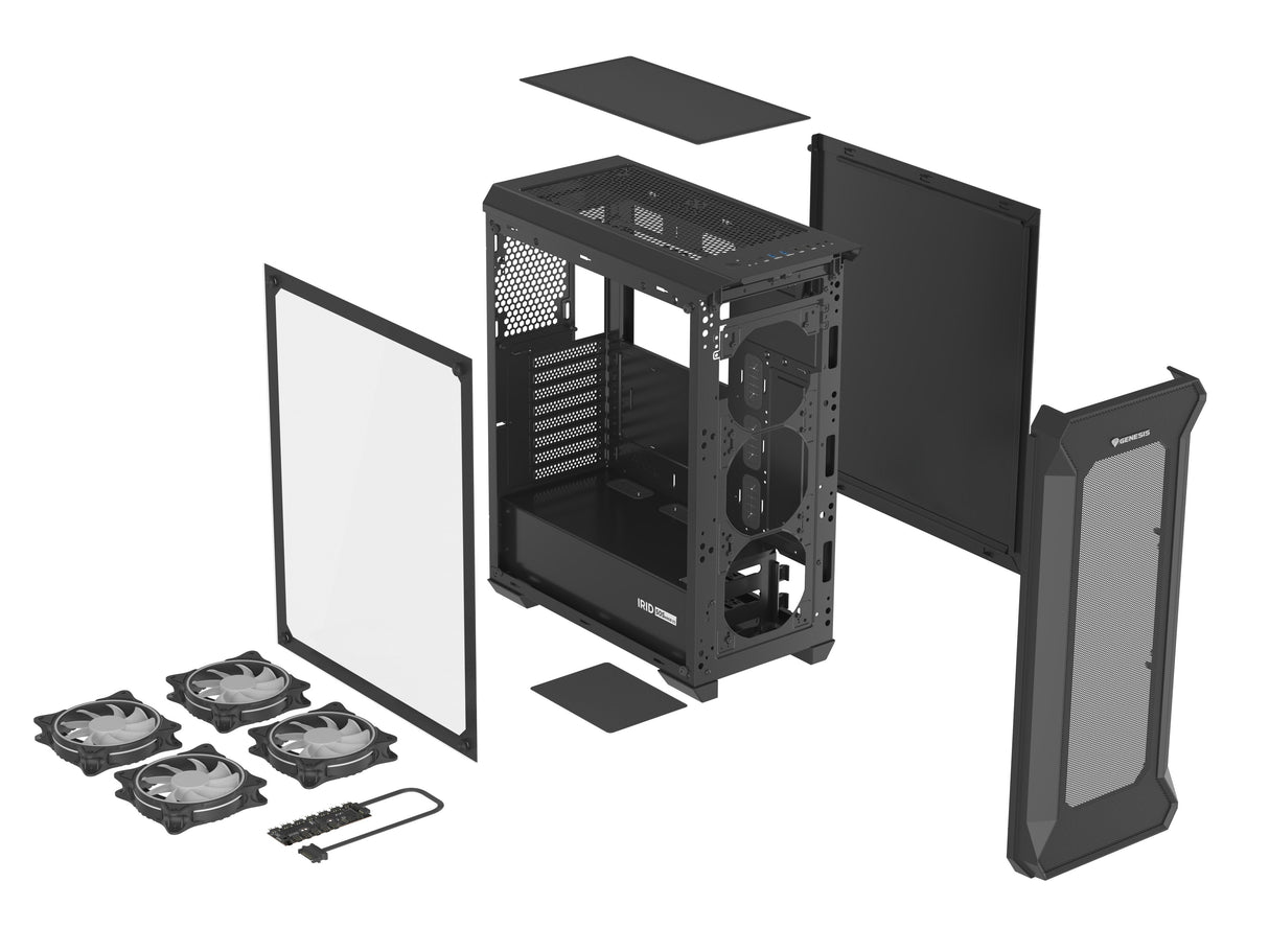 Caja Pc Gaming Genesis Irid 505 Argb Atx 2xusb 3.0 2xusb 2.0 S/F Cristal Templado