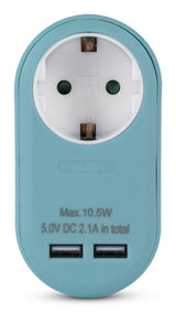 Entac Meckdosenadaptador + 2x Usb-A Azul