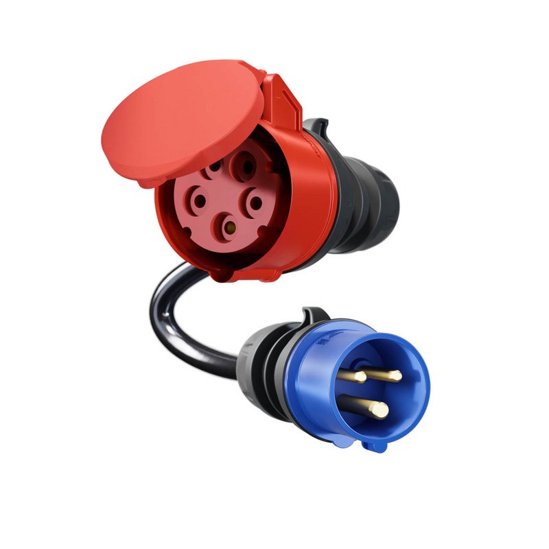 Adaptador Go-E Para Gemini Flex 11 Kw, Cee Rojo Corriente Trifásica 16a > Cee Azul 16a (Negro, 30cm) Ch-04-31