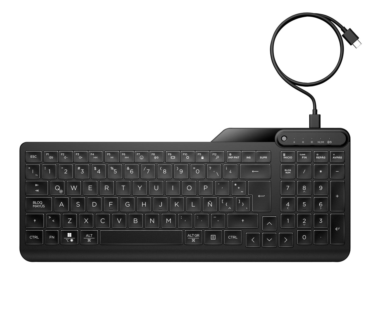 Teclado Con Cable Retroiluminado Hp 400, Teclado Negro, Aleman, Émbolo 7n7c0aa#Abd