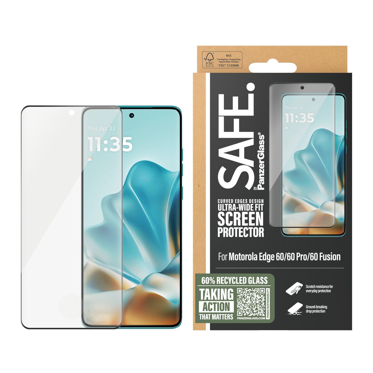 Panzerglass Safe. By ® Protector De Pantalla M. Negro Marco Motorola Edge 60  60 Pro  60 Fusion  Ultra-Wide Fit, Motorola, Motorola - Edge 60 5g, Motorola - Edge 60 Pro 5g, Motorola - Edge 60 Fusion 5g, Trockene Aplicación, Resistente A