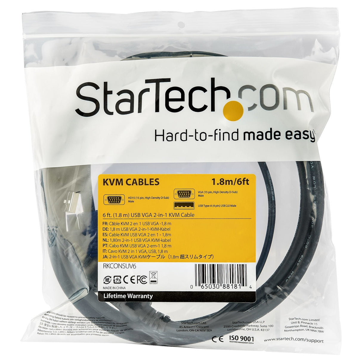 Startech Cable De 1,8m Kvm Usb