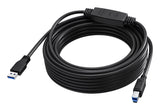 Cable Usb 3.0 De 10 M Amplificador Activo A Mitad Del Cable Conectores Niquelados Ancho De Banda 5 Gbps Usb A (M) A Usb B (M) Diámetro 5.5 Mm 28+24 Awg Negro