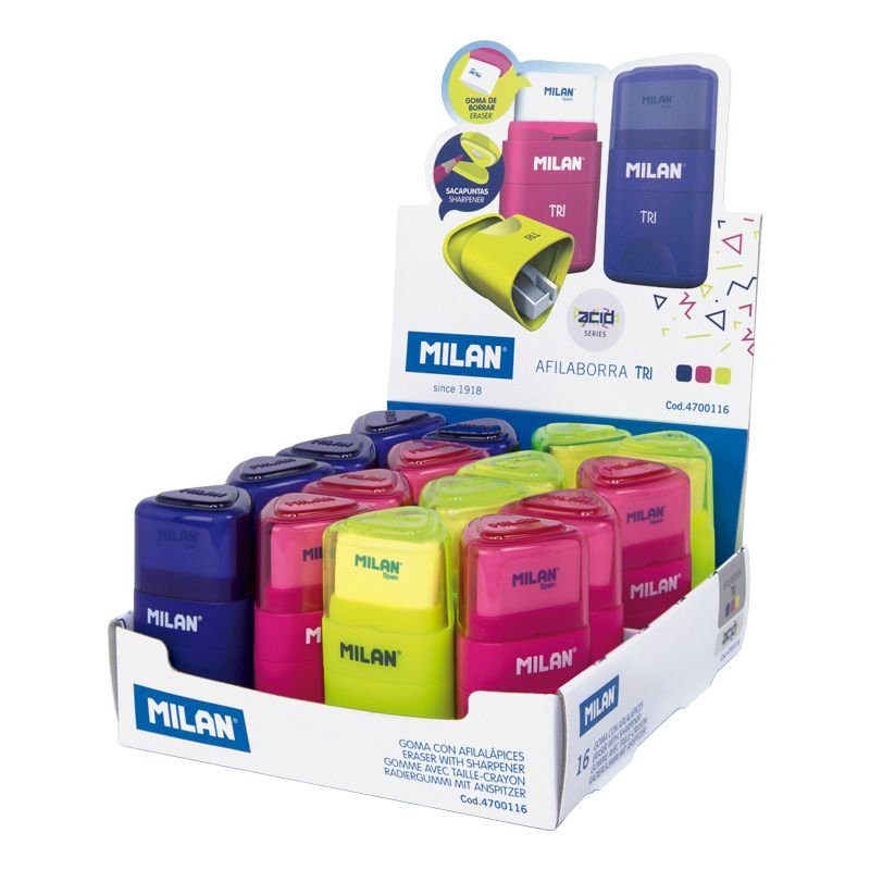 EAN 8411574032410 - Milan 4700116 Sacapuntas manual Azul, Rosa, Amarillo imagen 1