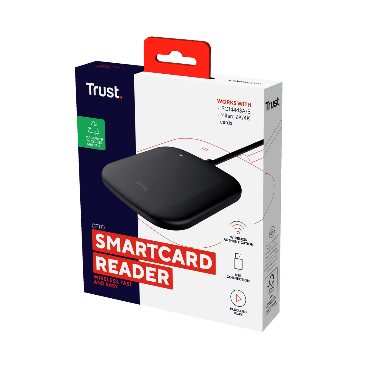 Lector De Dni Inteligente Trust Ceto Usb 2.0 Sin Contacto