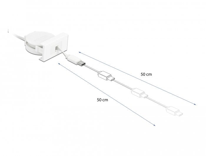 Delock Easy 45 Modul Usb 2.0 Ausrollcable Usb Typ-A Zu Usb Type-C Weiss