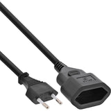 Inline Euro Type C Plug Power Extension Macho A Hembra Negro 2m