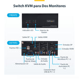 EAN 0065030909129 - StarTech.com P2ADDH462-KVM-SWITCH interruptor KVM Negro imagen 7