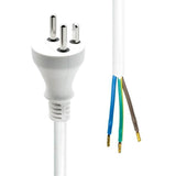 Type K - Open End Power  Cable, 7m, White
