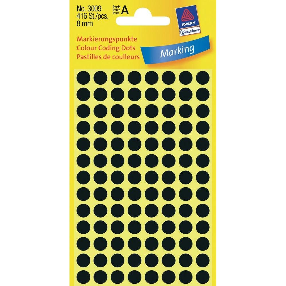 Avery Zweckform Klebepunkte 3009 Negro Ø 8,0 Mm, 416 Unidades