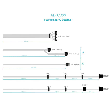 EAN 8433281016347 - TooQ TQHELIOS-850SP unidad de fuente de alimentación 24-pin ATX Negro imagen 5