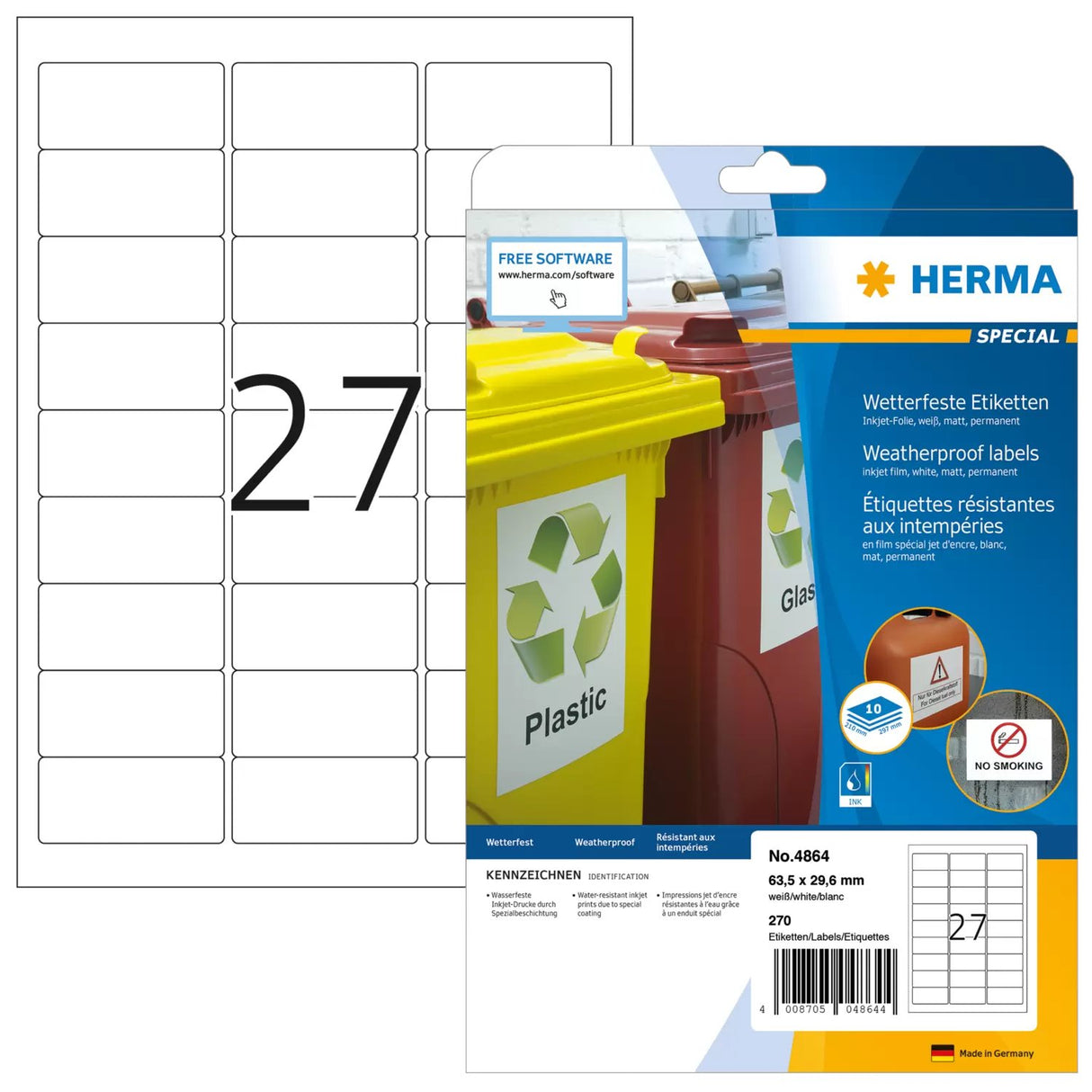 EAN 4008705048644 - HERMA 4864 etiqueta de impresora Blanco Etiqueta para impresora autoadhesiva imagen 1